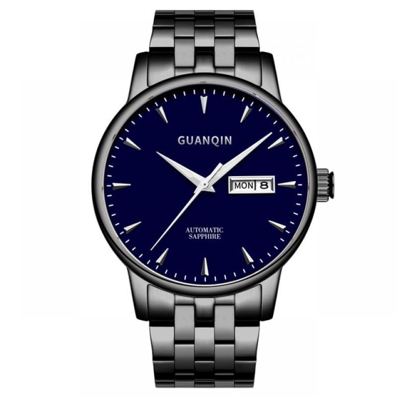 GUANQIN Mens Watches Automatic Mechanical Watch Calendar Sport Clock Leather Casual Business Retro Wristwatch Relojes Hombre