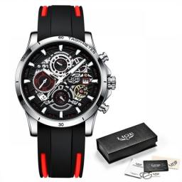 LIGE Mens Watch Brand Luxury Silicone Waterproof Watch For Men Sport Quartz Chronograph Military Watches Mens Clock Reloj Hombre