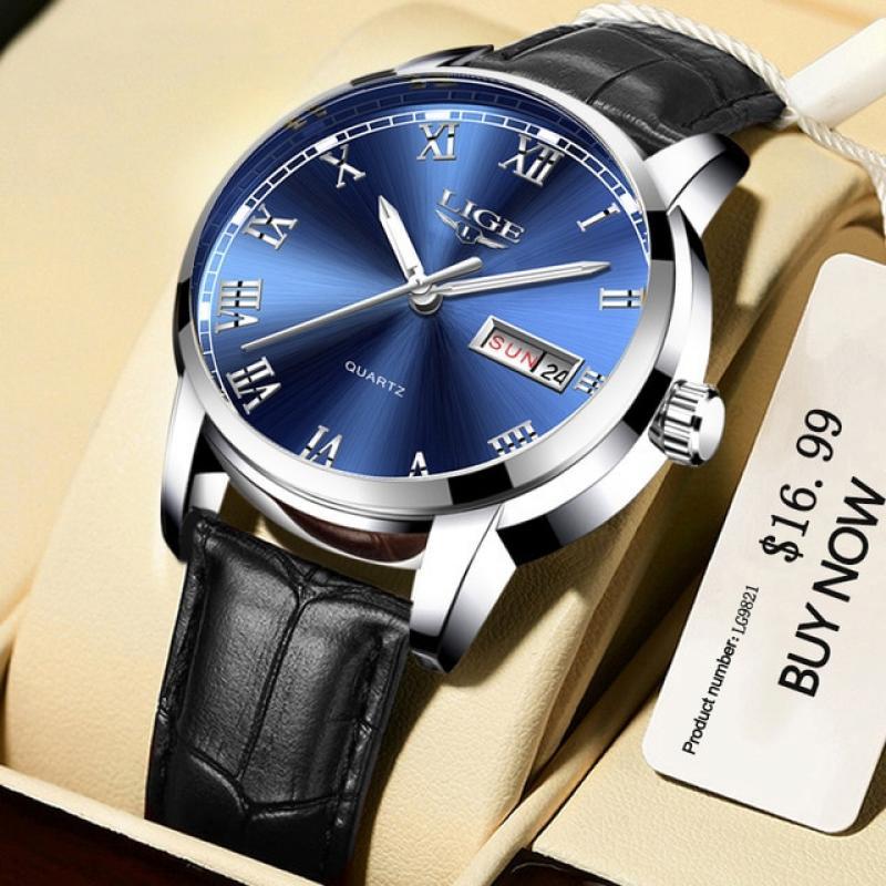 2023 LIGE Fashion Mens Watches Top Brand Luxury Stainless Steel 30M Waterproof Quartz Watch Men Army Military Clock Chronograph