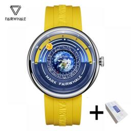 Luxury Fashion Mens Watches Famous Brand Mark Fairwhale Moon Special Pointer Design Silicone Strap Waterproof Quartz WristWatch