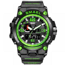 SMAEL Watches For Men 50M Waterproof Clock Alarm Reloj Hombre 1545D Dual Display Wristwatch Quartz Military Watch Sport New Mens