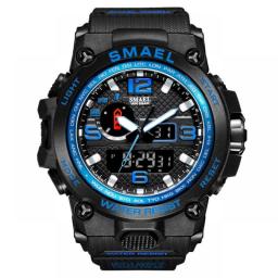 SMAEL Brand Men Sports Watches Dual Display Analog Digital LED Electronic Quartz Wristwatches Waterproof Swimming Military Watch