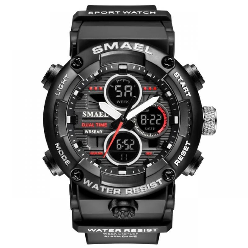 SMAEL Mens Watches Military 50m Waterproof Sport Stopwatch Alarm LED Digital Watch Men Big Dial Clock For Male Relogio Masculino