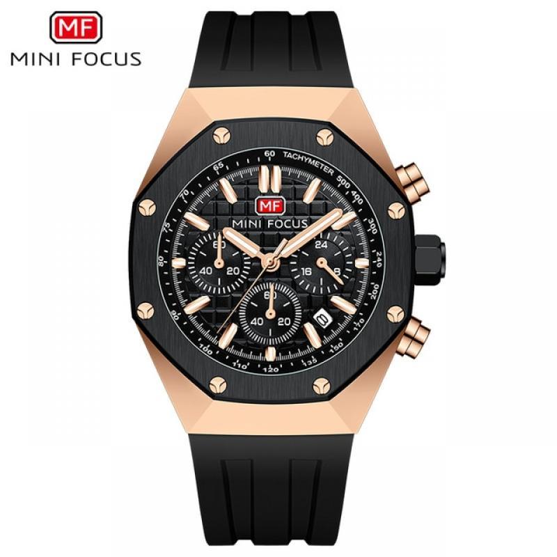 MINI FOCUS Watches Men Blue Silicone Strap Sport Watch Waterproof Luminous Chronograph Quartz Wristwatch часы мужские reloj 0417