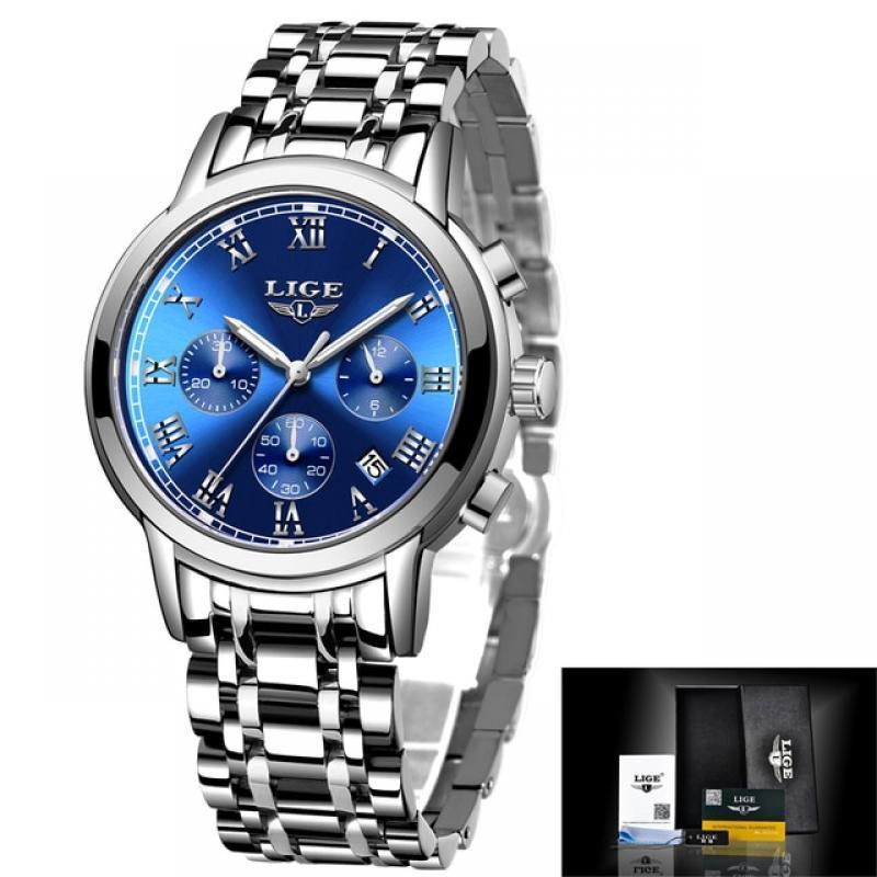 New Fashion Women Watches LIGE Top Brand Ladies Luxury Creative Steel Women Bracelet Watches Female Quartz Waterproof Watch Gift