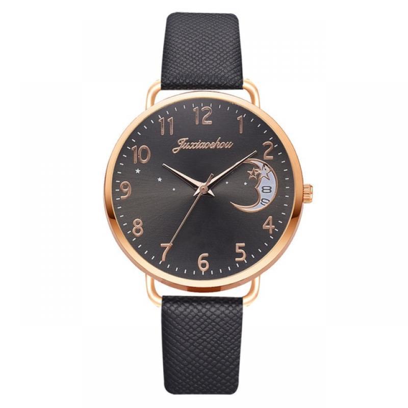 Dropshipping Women Watch Moon Numbers Dial Bracelet Watches Set Ladies Leather Quartz Wristwatch Female Clock relogio feminino