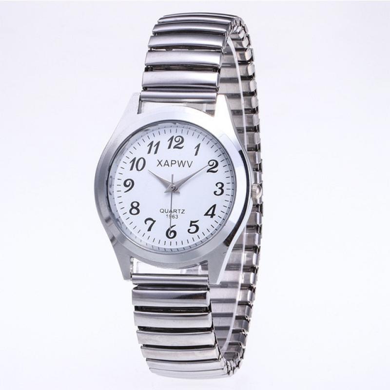 1PCs Classic Vintage Business Women Men Elastic Gold Sliver Quartz Watch Tide Lovers Couple Bracelet Watches Party Office Gifts