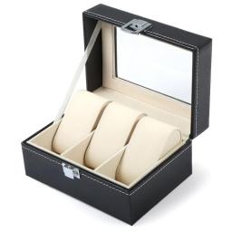 3 Slots PU Leather Watch Box Simplicity High-grade Strong Decorate Jewelry Bracelet Necklace Storage Case Organizer Watch Box