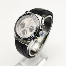 39MM Gray Six-pin Men's Quartz Watch VK63 Movement Sapphire Luminous Chronograph Running Second Men's Quartz Watch Oyster Strap