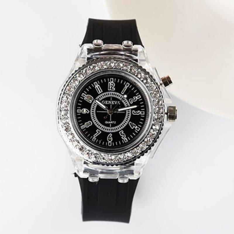 LED Light Flash Luminous Watches Women Men Boys Girls Silicone Wrist Watch Fashion Rhinestone Clock Kids Children Relogio Saati