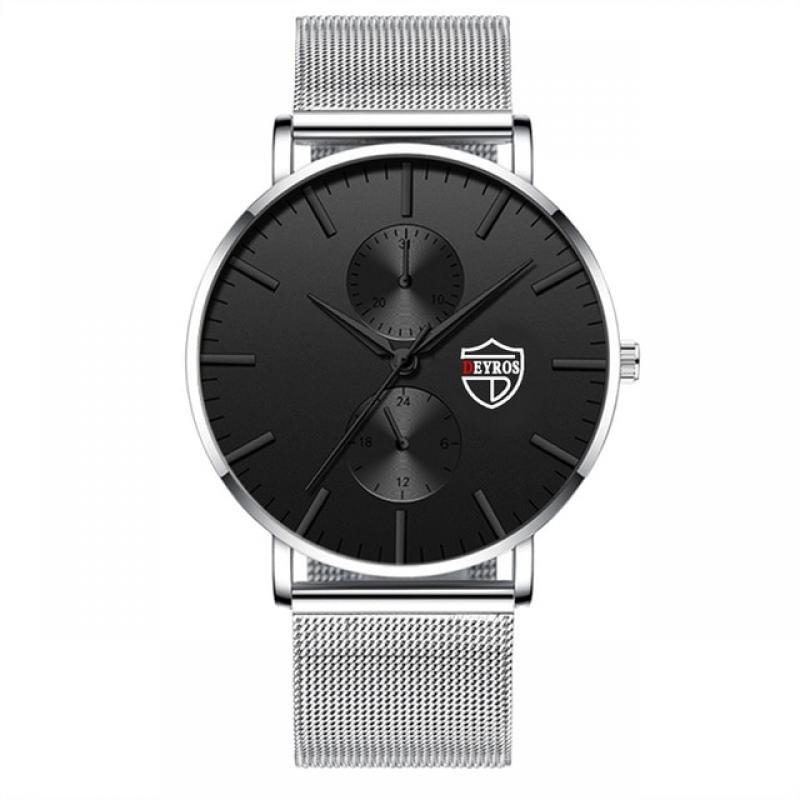 2023 New Ultra Thin Men Simple Watches for Men Business Dressing Stainless Steel Mesh Strap Dressy Wrist Watch Minimalist Clock