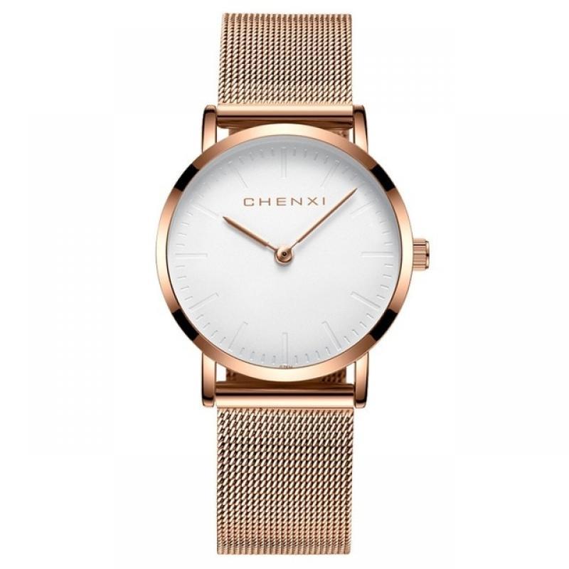 CHENXI Brand Fashion Lovers Wristwatches Women Dress Watches Women Quartz-Watch Men Casual Mesh Strap Ultra Thin Clock Watches