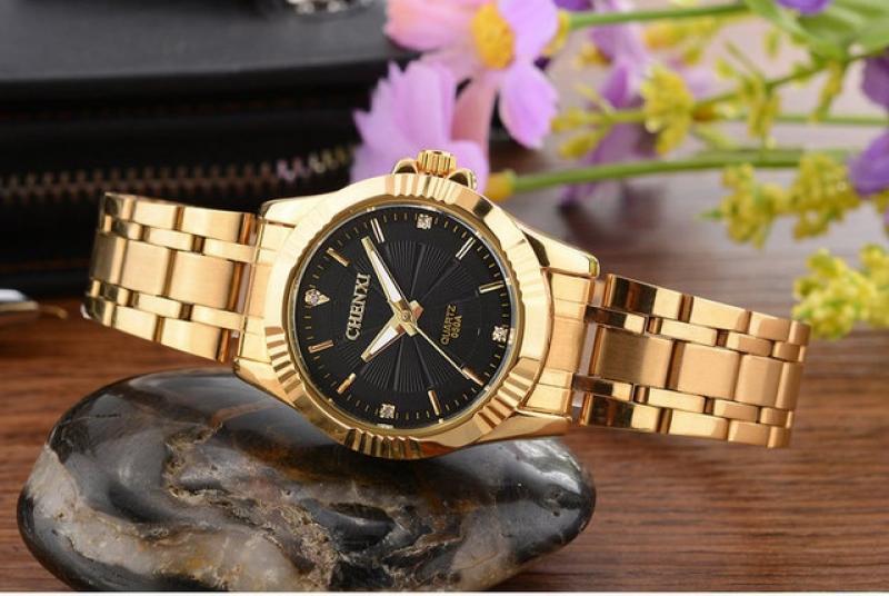 CHENXI Brand Classic Delicate Rhinestone Couple Lover Watches Fashion Luxury Gold Stainless Steel Men&Women Watch Orologi Coppia