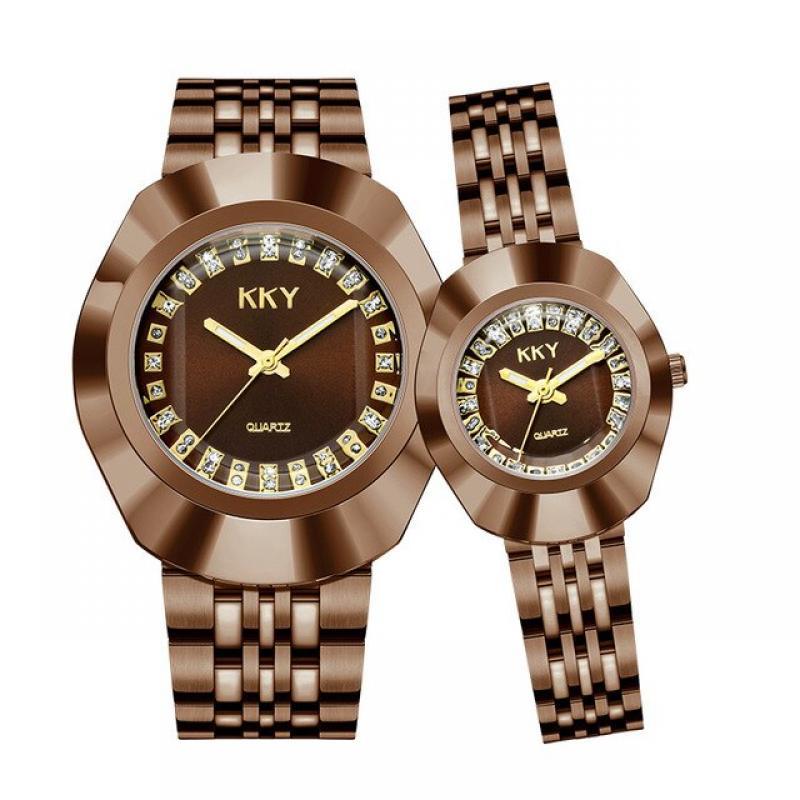 KKY Gold Large Dial Couple Quartz Watch Vintage Waterproof Gold Men's and Women's Watch K1003