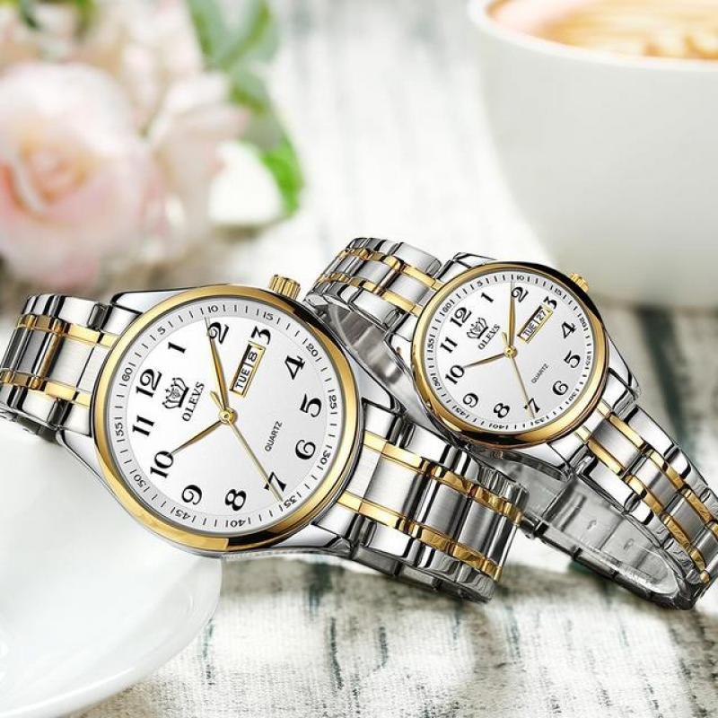 OLEVS Couple Watch Men Women Stainless Steel Fashion Pair Watches Clock reloj hombre reloj mujer Digital dial Lovers Watches