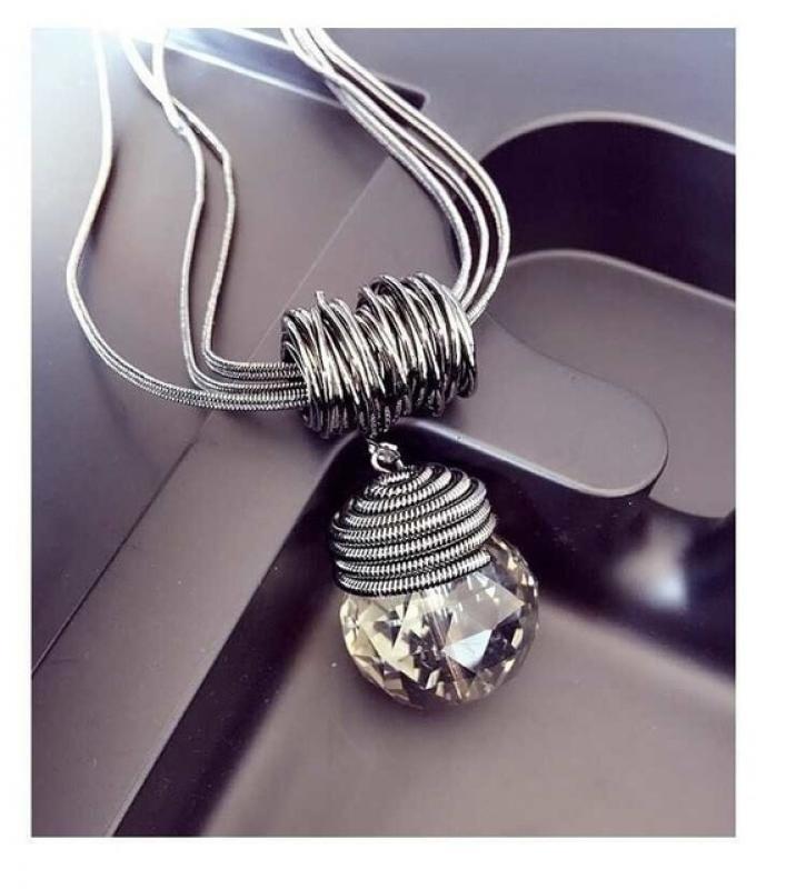New Arrival Long Necklaces for Women 2022 Fashion Gray Crystal Choker Collier Femme Statement Necklaces & Pendants Accessories