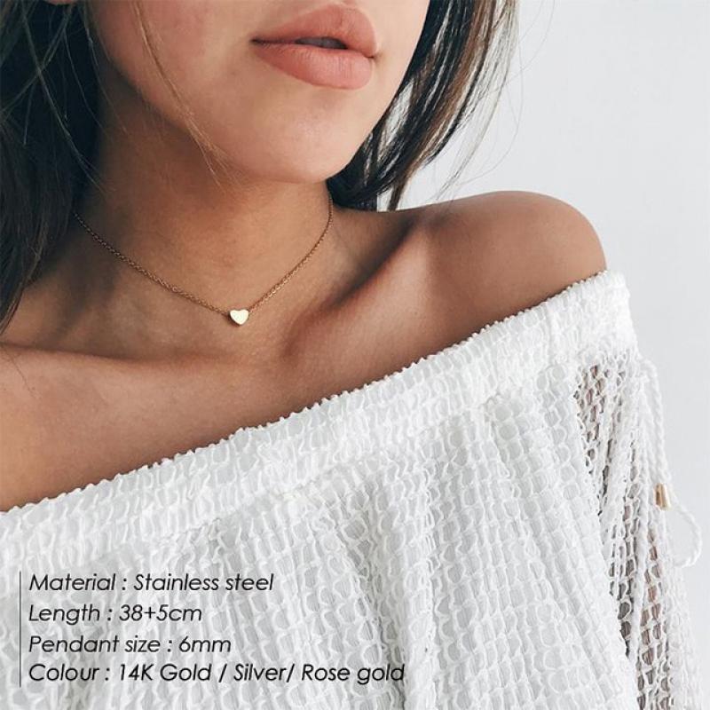Tiny Heart Choker Necklace for Women Gold Color Chain Smalll  Necklace Pendant on neck Bohemian Chocker Necklace Jewelry