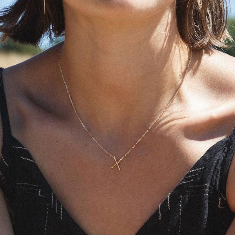 SUNIBI 316L Stainless Steel Necklaces for Women Gold Color X Letter Pendant Necklace Fashion Girls Party Jewelry Gift Accessory