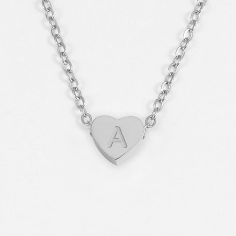 SUNIBI Stainless Steel Pendant Necklace for Women 26 Letters Personality Heart Initial Necklaces Minimalism Jewelry Wholesale