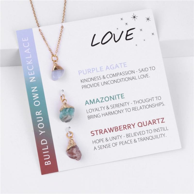 Irregular Mineral Stone Charm Necklace With Interchangeable Pendant Raw Natural Quartzs Necklaces For Women Men Gold Color Chain