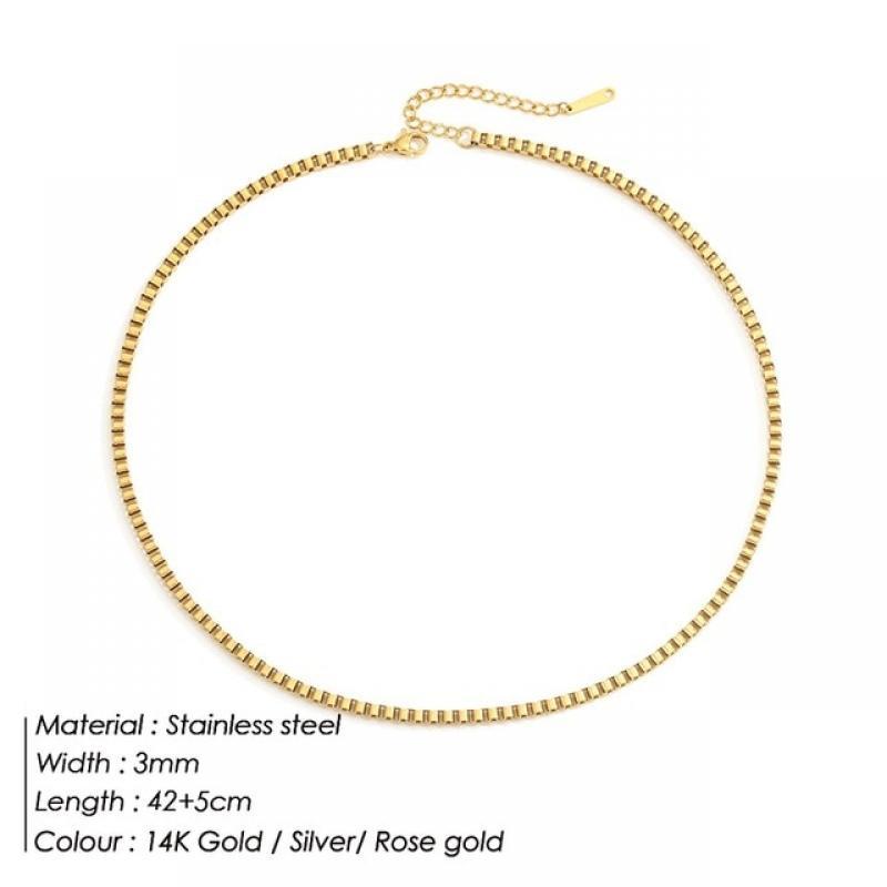 SUNIBI Stainless Steel Necklaces for Women Gold Plated Basic Punk Link Chain Necklace Solid Metal Jewelry Wholesale/dropshipping