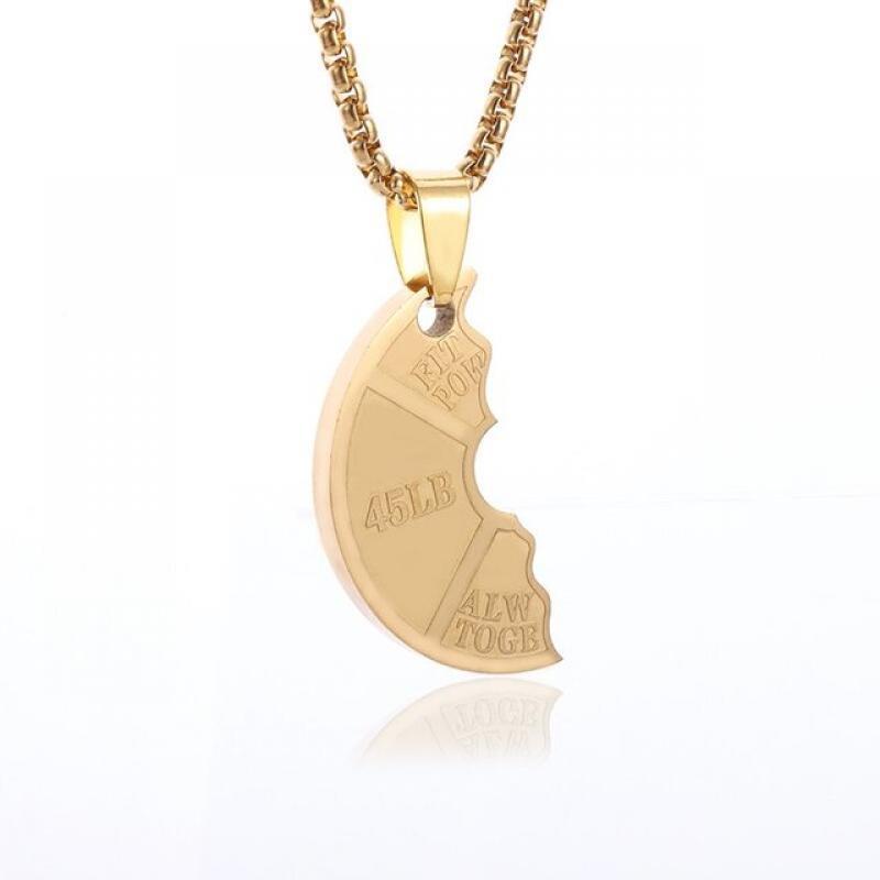 Stainless Steel Weightlifting Plate Fitness Pendant Barbell Dumbbell Necklace Men's Charm Gym Casual Jewelry Couple Gift