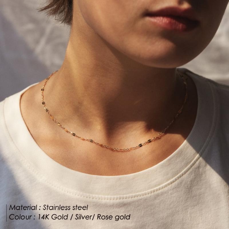 SUNIBI Long Layered Pendant Necklace Stainless Steel Necklace Chocker Necklaces for Women Fashion Jewelry