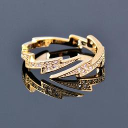 SINLEERY Unique Design Lightning Rings For Women Adjustable Size Dazzling Cubic Zirconia Rose Gold Color Jewelry ZD1 SSC