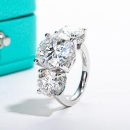 AnuJewel 11cttw D Color Moissanite Diamond Luxurious Engagement  925 Sterling Silver Rings For Women  Jewelry Wholesale