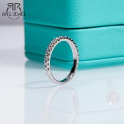 AnuJewel  2MM D Color Moissanite Diamond Band Ring 18K Gold Plated Silver  Wedding  Rings Jewelry Wholesale