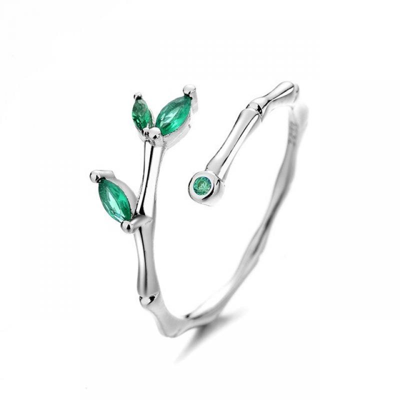 VENTFILLE 925 Sterling Silver Flying Bird & Spring Tree Leaves Finger Ring for Women Open Size Hummingbirds Engagement Jewelry