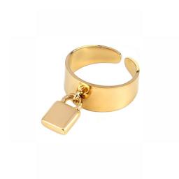 316L Stainless Steel Ring Geometry Lock Wide Ring Open Rings For Women Round Pendant Ring Finger Ring 2022 Trendy Jewelry Gift