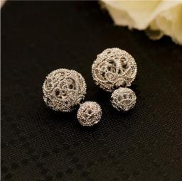 Ajojewel Luxury Design Double Sided Stud Earrings Balls Fashion American European Women Earrings Jewelry Dropshipping