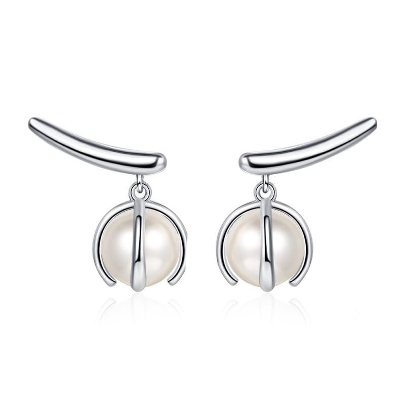 925 Silver Needle Pearl Earrings Leaf Design for Women Fashion Jewelry New