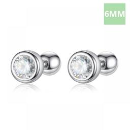 Trustdavis Real 925 Sterling Silver Fashion Round 4/5/6mm CZ Beads Screw Stud Earrings For Women Wedding Fine Jewelry DA2269