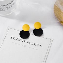 POXAM New Korean Statement Earrings For Women Black Cute Arcylic Geometric Drop Small Female Earrings Brincos 2022 Trend Jewelry