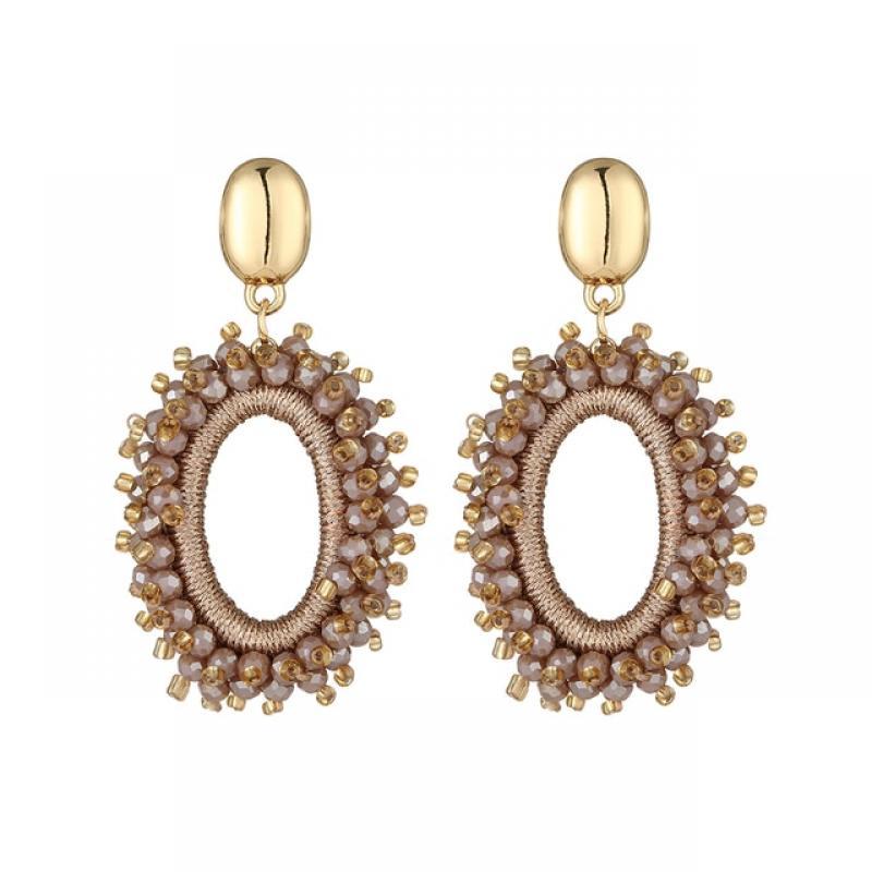 INKDEW New Fashion Big Drop Earrings for Women Thread Handmade Crystal Beads Long Earrings Jewelry Gift Vintage
