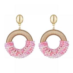 INKDEW Half Thread Half Bead Drop Earrings Handmade Crystal Beads Earrings For Women Jewelry Big Long Earrings Fashion Jewelry