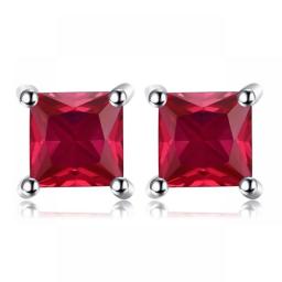 JewelryPalace Square Genuine Blue Topaz Amethyst Citrine Garnet Created Sapphire Ruby Emerald 925 Sterling Silver Stud Earrings