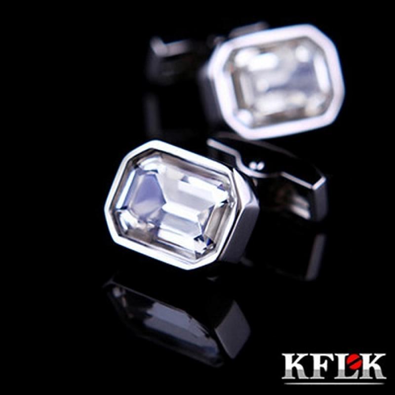 KFLK Luxury shirt cufflinks for men's Brand cuff buttons White Crystal cuff links High Quality small abotoaduras Jewelry