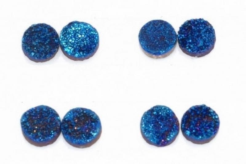 H-CF02 10mm Gold Electroplated Glitter Rainbow Titanium Druzy Cufflinks For Formal Attire, Groom, Prom,Sparkle Cuff Links