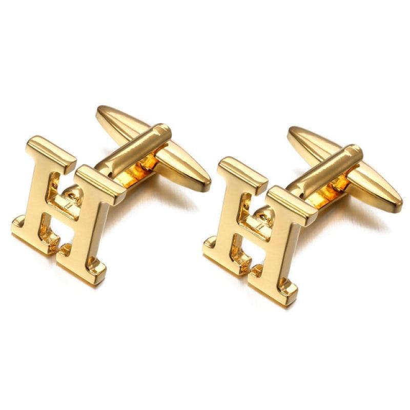 Lepton Hot Letters H Cufflinks For Men High Polishing Stainless Steel CuffLinks Man Shirt Cuffs Cuff links Relojes Gemelos