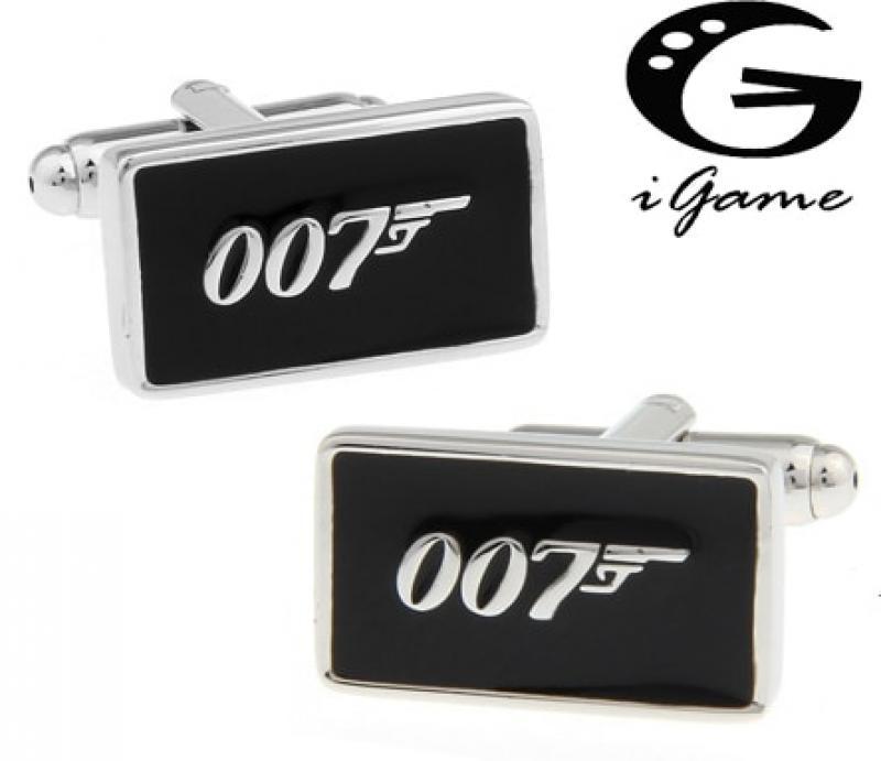 Promotion!! 007 Cufflinks black color fashion novelty james bond movie design copper material free shipping