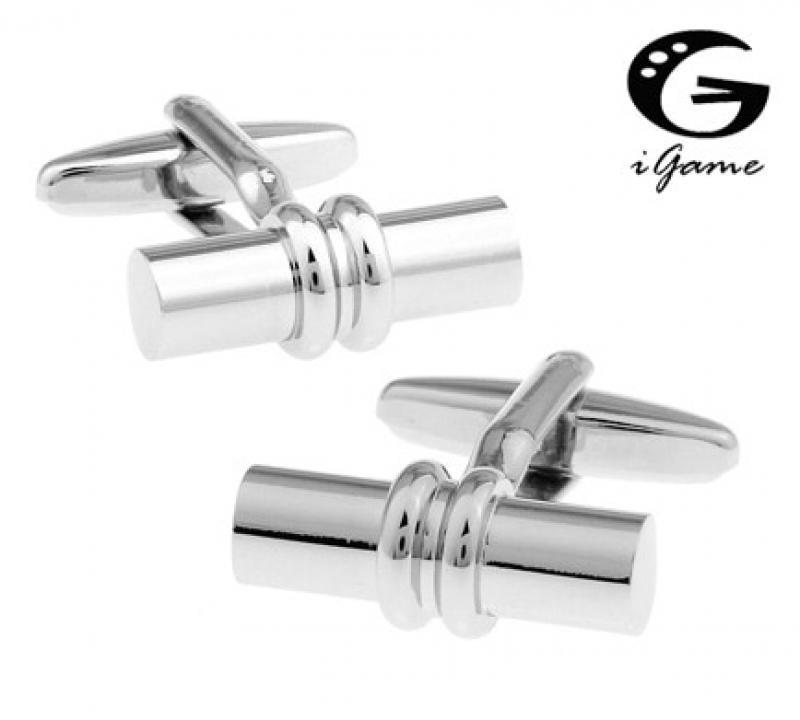 iGame Designer Cufflinks Silver Color Copper Fashion Cylinder Design Best Gift For Men Free Shipping