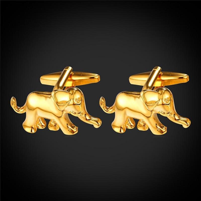 Cufflinks Elephant Gold color Mens Animal Cufflinks With Brand Box Cuff Link For Men Wedding Shirts cuff buttons C2013G