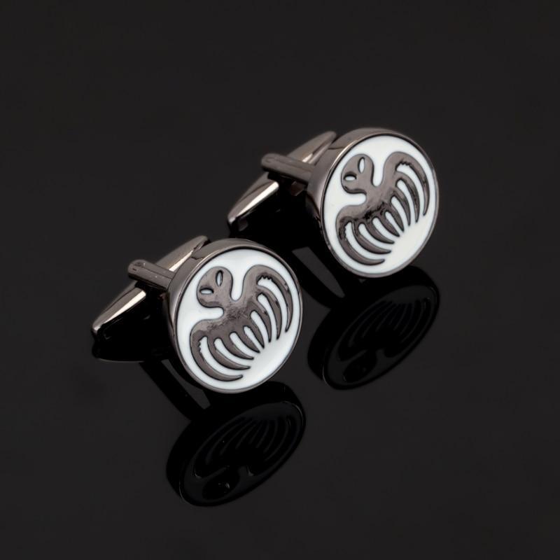 007 James Bond Spectre Logo Cufflinks Black and White Enamel Men octopus Wedding Party Cuff Links Movie Jewelry