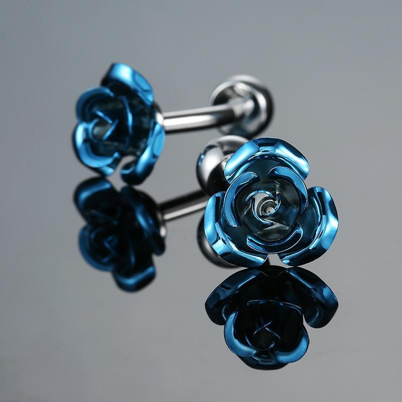 French Shirt Fashion Cufflinks for Men's Brand Cuff links Buttons blue rose Classic High Quality 2018 New Arrival Jewelry