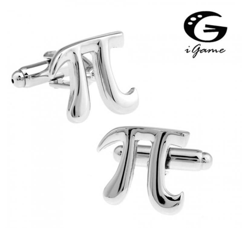 iGame Men Gift PI Cufflinks Novelty Circumference Ratio Design Silver Color Copper Cuff Links Free Shipping