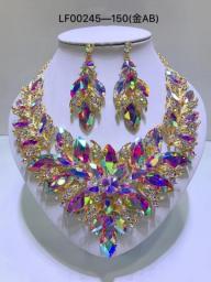 Rhinestone Jewelry Set Women Wedding Bride Jewelry Set Fashion Big Necklace Fine Wedding Earring Fashion African Wedding Jewelry