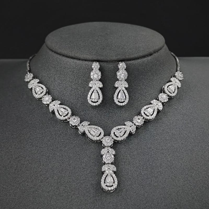 2pcs Per Set 2023 New Luxury Pear Bridal Jewelry Set for Women Anniversary Gift Jewelry Wholesale J8018
